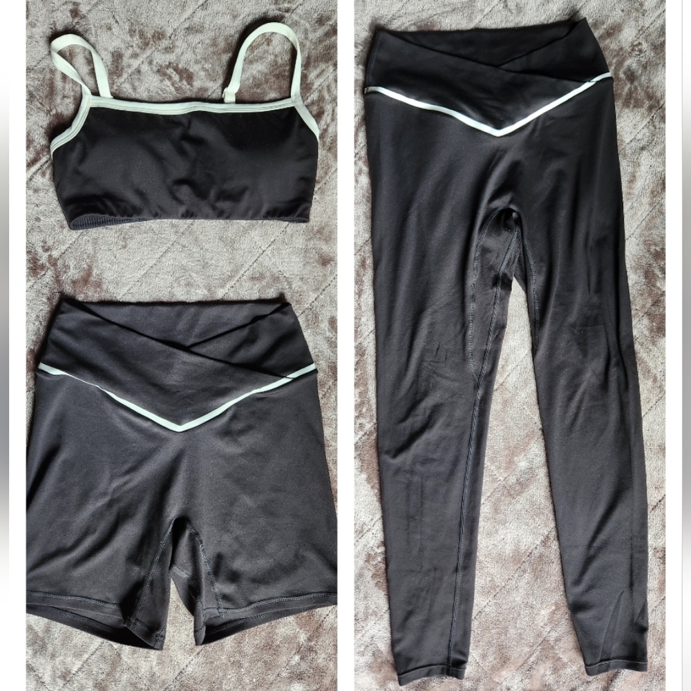 Vitality Daydream Set. Sports Bra, Volley Shorts, Leggings. Size Medium. Black